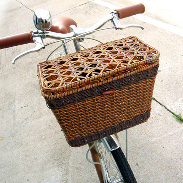 클래식 라탄 피크닉 자전거 바구니